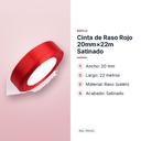 CINTA DE RASO ROJO 20MM×22M SATINADO - características principales