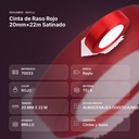 CINTA DE RASO ROJO 20MM×22M SATINADO - resumen de atributos