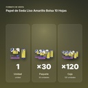 PAPEL DE SEDA LISO AMARILLO BOLSA 10 HOJAS - formato de venta: paquete de 30, caja de 120