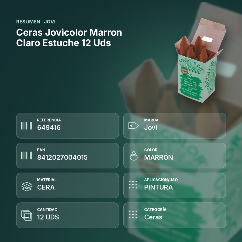CERAS JOVICOLOR MARRON CLARO ESTUCHE 12 UDS - resumen de atributos