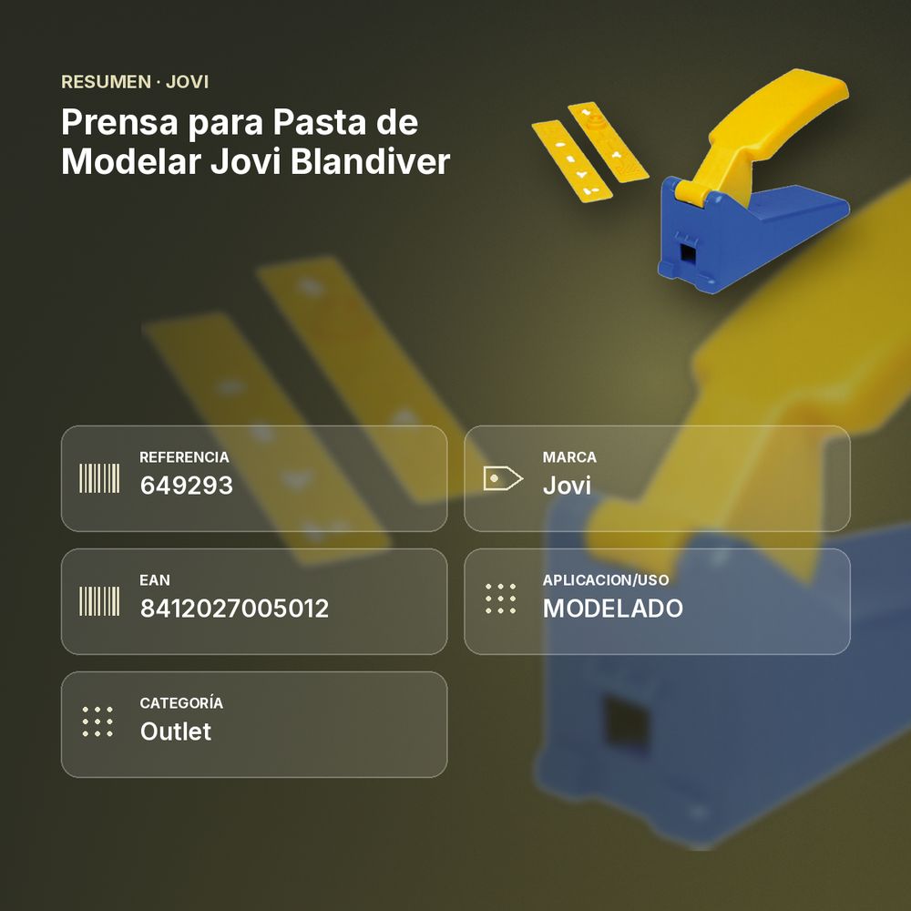 PRENSA PARA PASTA DE MODELAR JOVI BLANDIVER - resumen de atributos