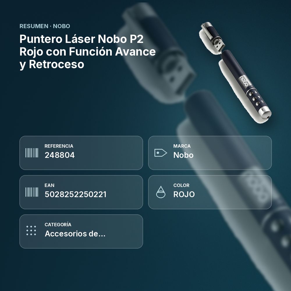 PUNTERO LÁSER NOBO P2 ROJO CON FUNCIÓN AVANCE Y RETROCESO - resumen de atributos
