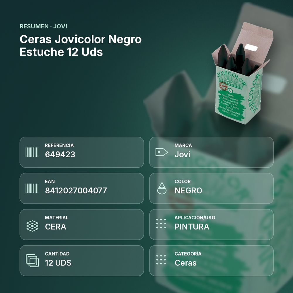 CERAS JOVICOLOR NEGRO ESTUCHE 12 UDS - resumen de atributos