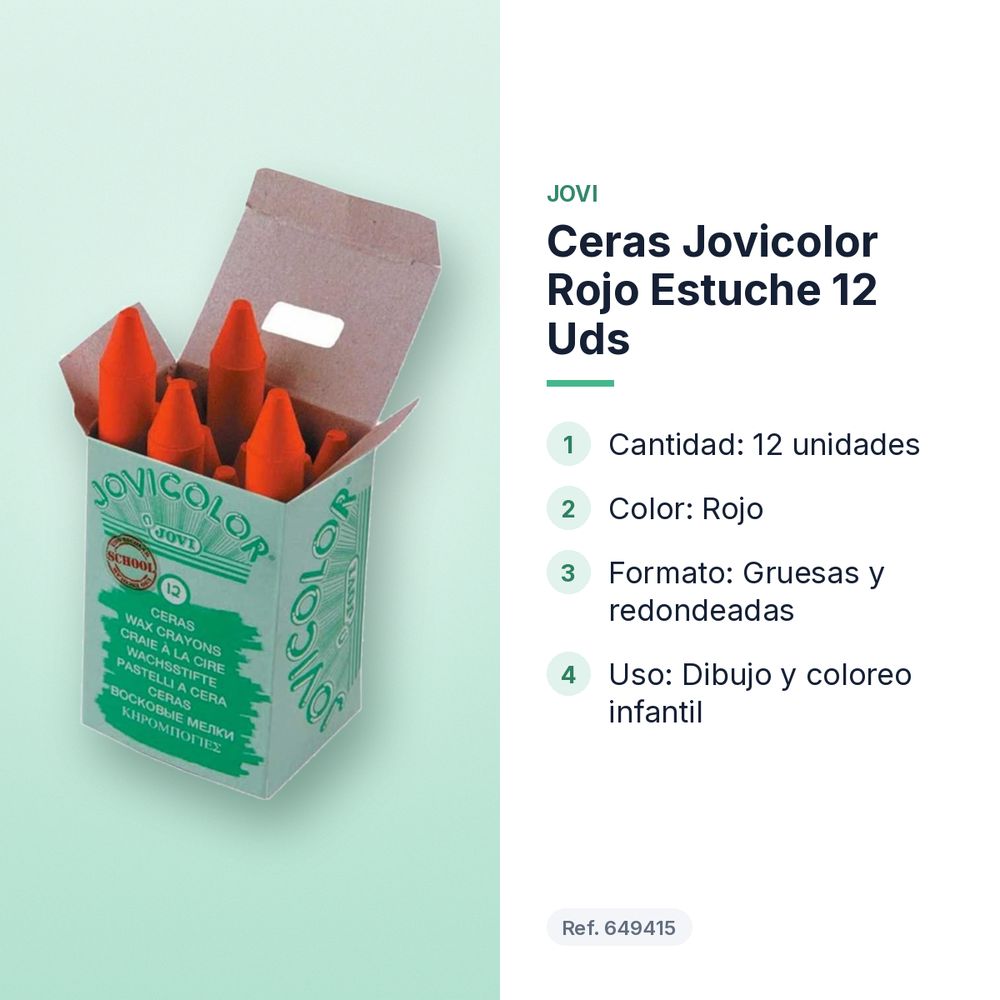CERAS JOVICOLOR ROJO ESTUCHE 12 UDS - características principales