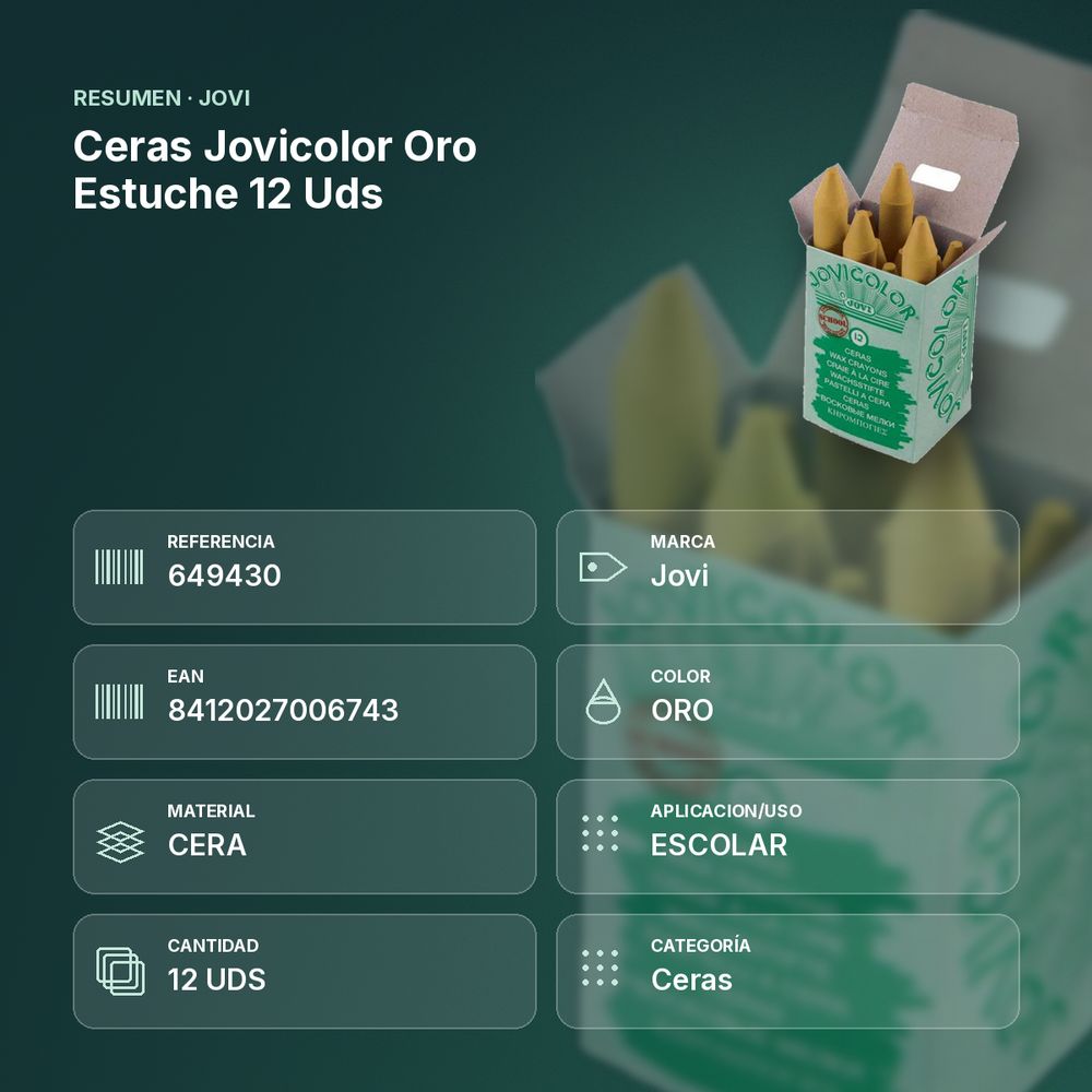 CERAS JOVICOLOR ORO ESTUCHE 12 UDS  - resumen de atributos