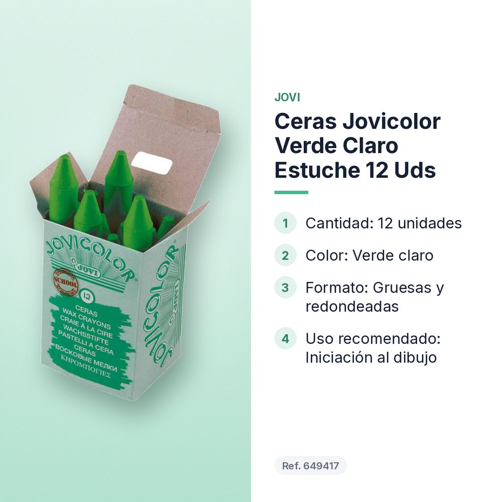 CERAS JOVICOLOR VERDE CLARO ESTUCHE 12 UDS - características principales
