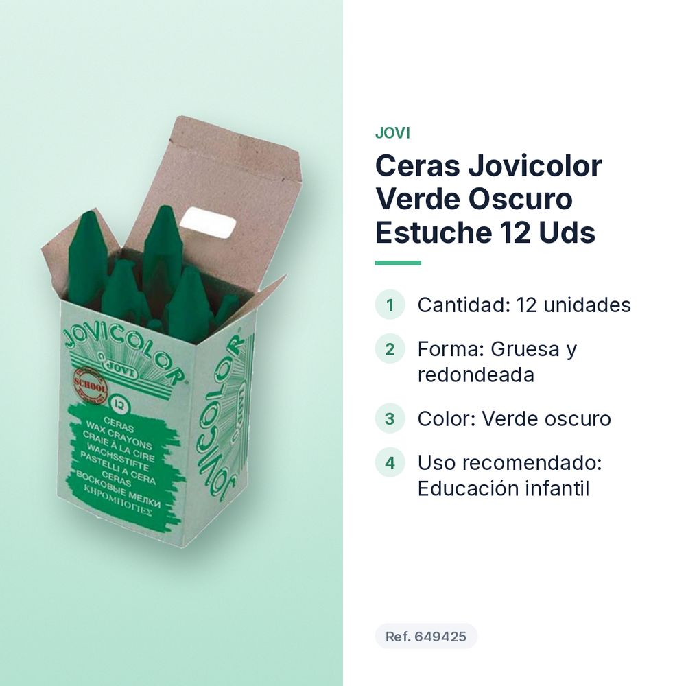 CERAS JOVICOLOR VERDE OSCURO ESTUCHE 12 UDS - características principales