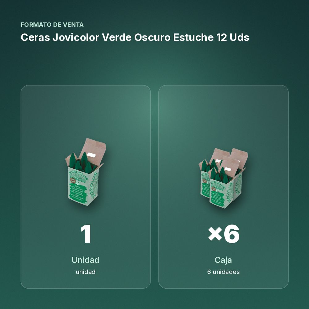 CERAS JOVICOLOR VERDE OSCURO ESTUCHE 12 UDS - formato de venta: caja de 6
