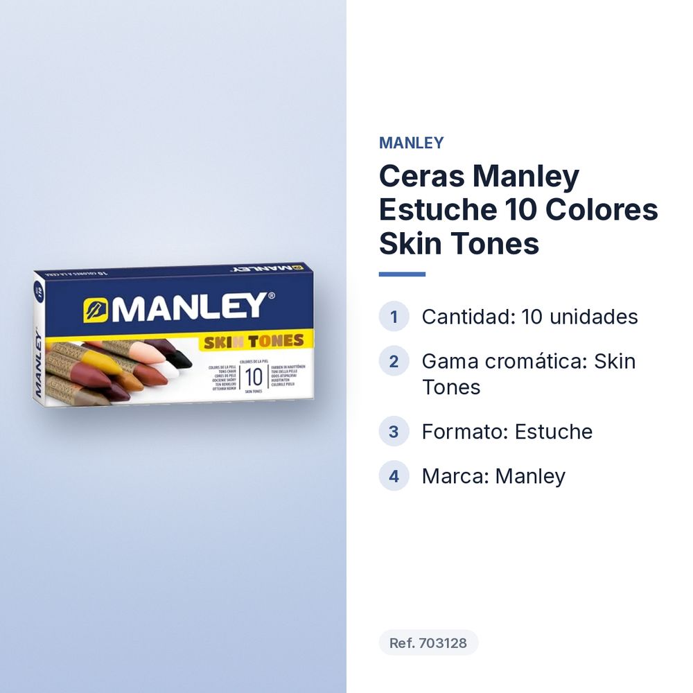 CERAS MANLEY ESTUCHE 10 COLORES SKIN TONES - características principales