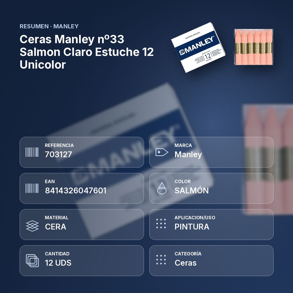 CERAS MANLEY Nº33 SALMON CLARO ESTUCHE 12 UNICOLOR - resumen de atributos