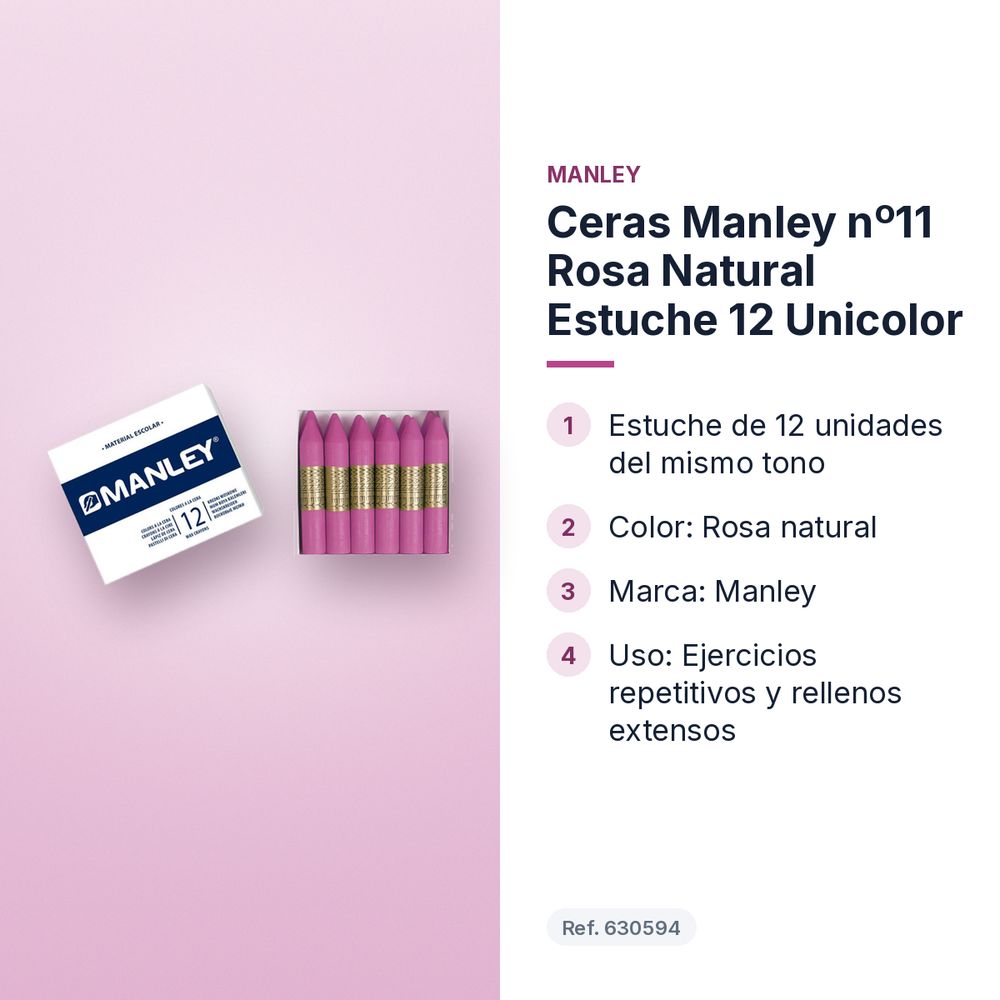 CERAS MANLEY Nº11 ROSA NATURAL ESTUCHE 12 UNICOLOR - características principales