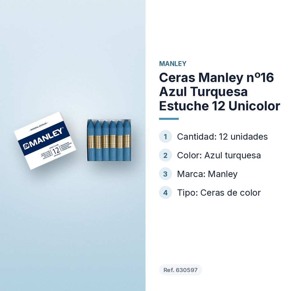 CERAS MANLEY Nº16 AZUL TURQUESA ESTUCHE 12 UNICOLOR - características principales