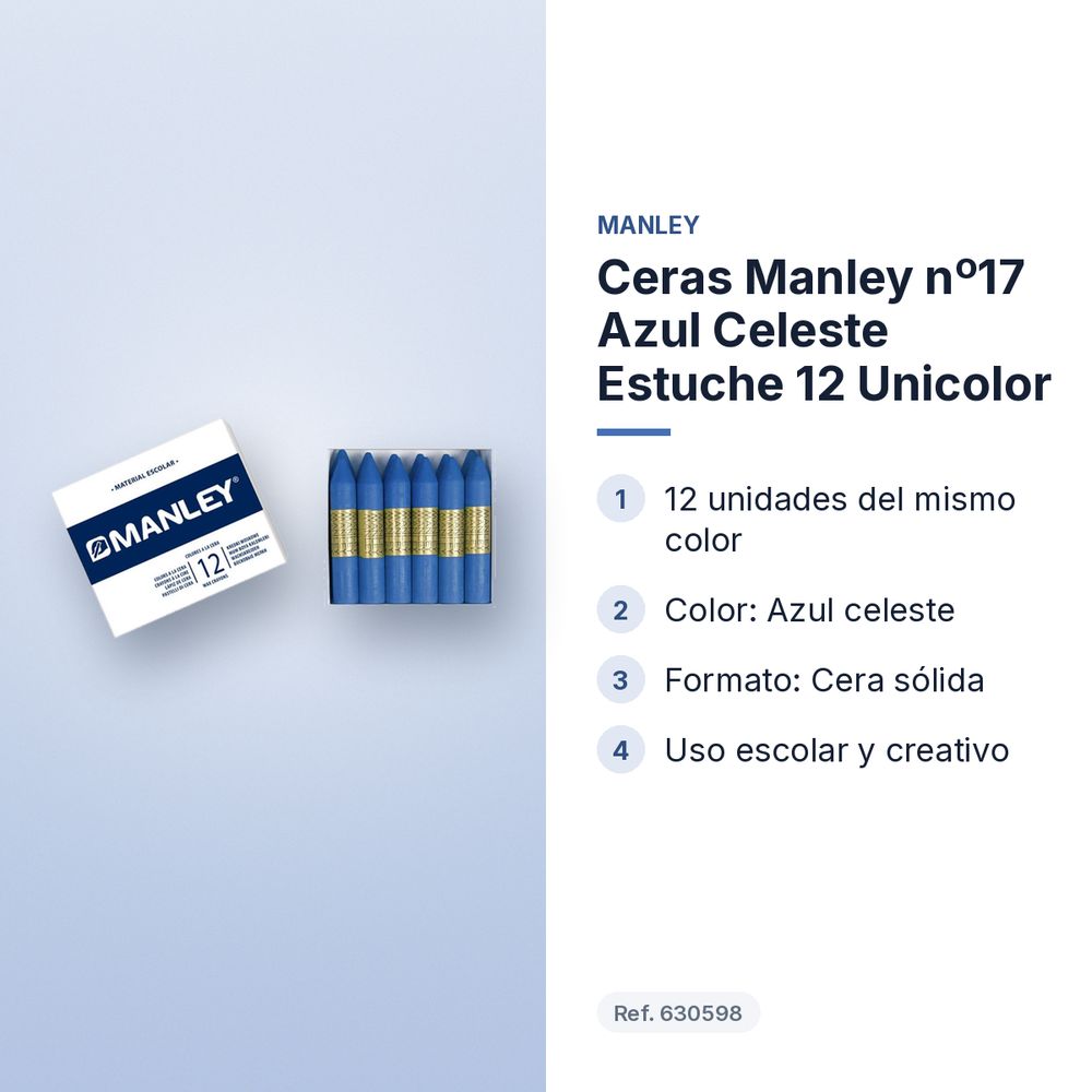 CERAS MANLEY Nº17 AZUL CELESTE ESTUCHE 12 UNICOLOR - características principales
