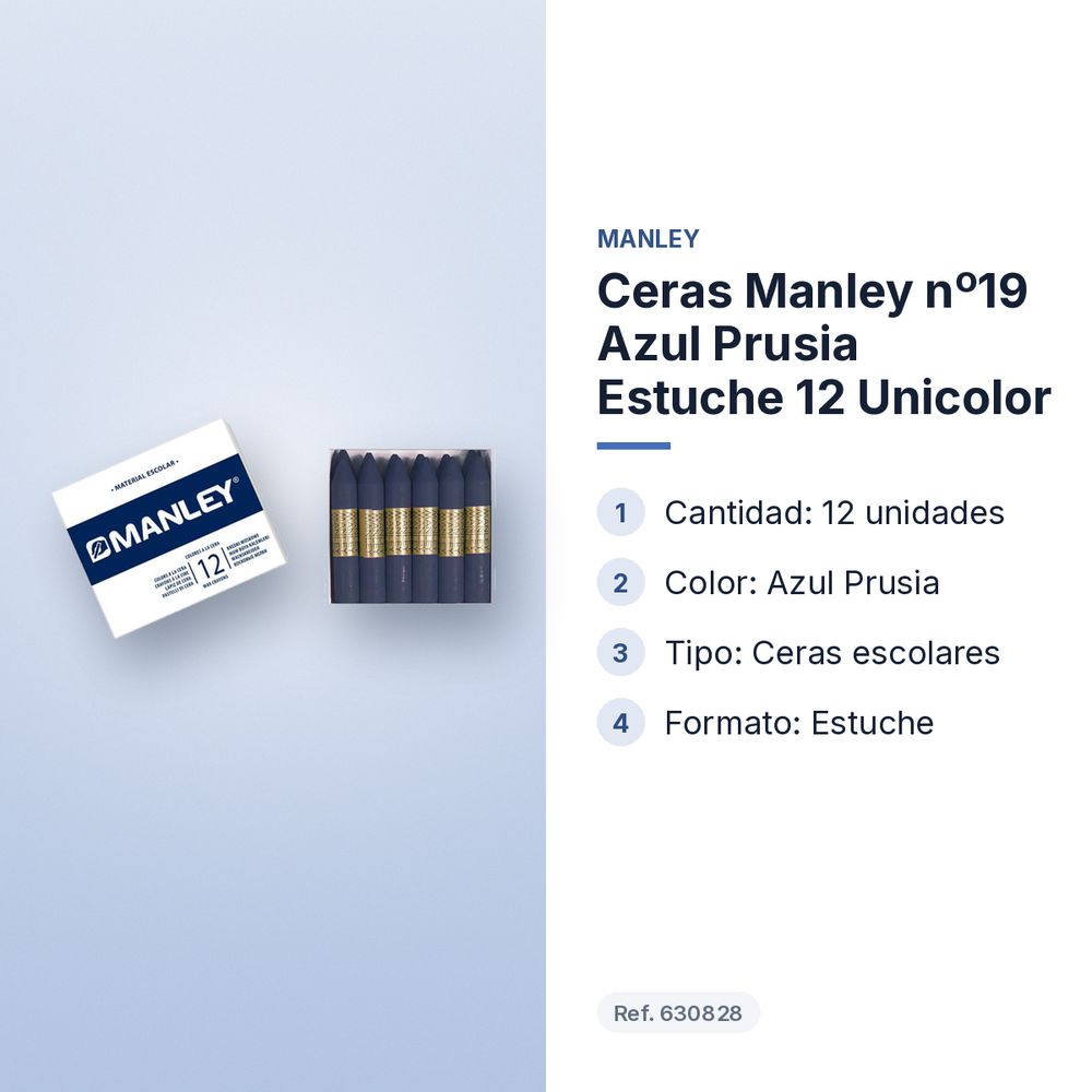 CERAS MANLEY Nº19 AZUL PRUSIA ESTUCHE 12 UNICOLOR - características principales