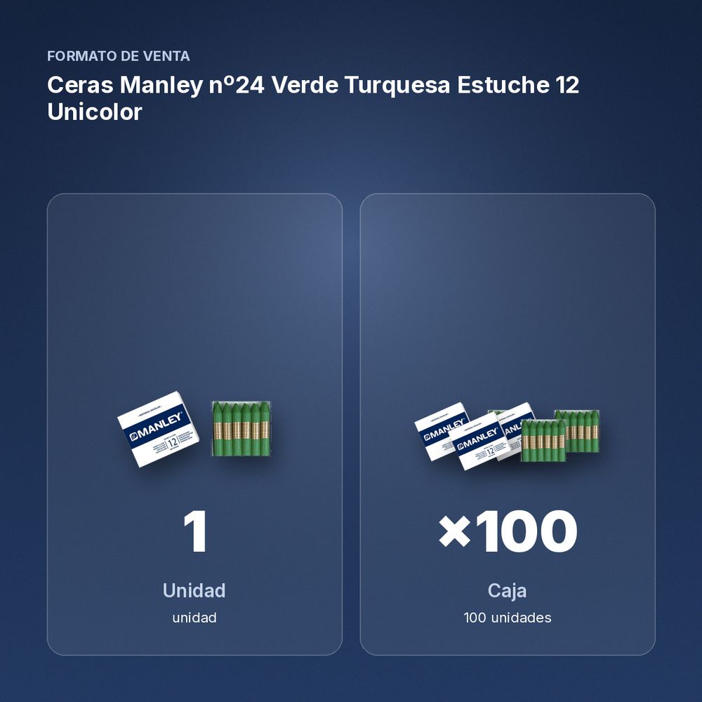 CERAS MANLEY Nº24 VERDE TURQUESA ESTUCHE 12 UNICOLOR - formato de venta: caja de 100