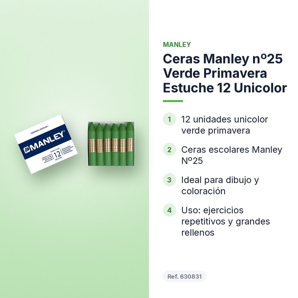 CERAS MANLEY Nº25 VERDE PRIMAVERA ESTUCHE 12 UNICOLOR - características principales