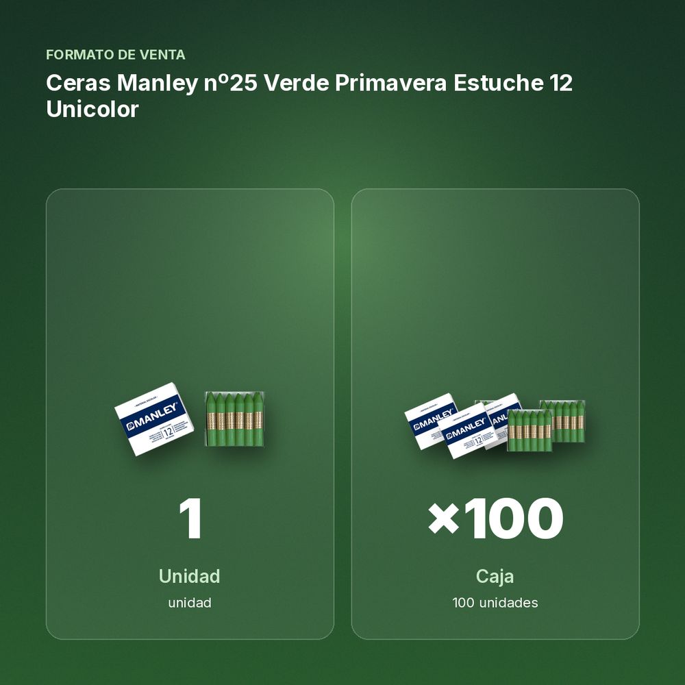 CERAS MANLEY Nº25 VERDE PRIMAVERA ESTUCHE 12 UNICOLOR - formato de venta: caja de 100
