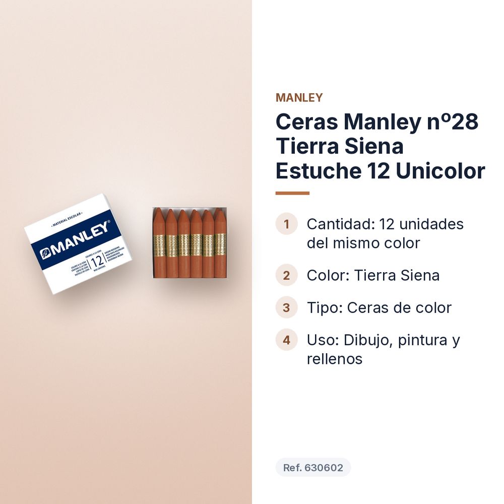 CERAS MANLEY Nº28 TIERRA SIENA ESTUCHE 12 UNICOLOR - características principales