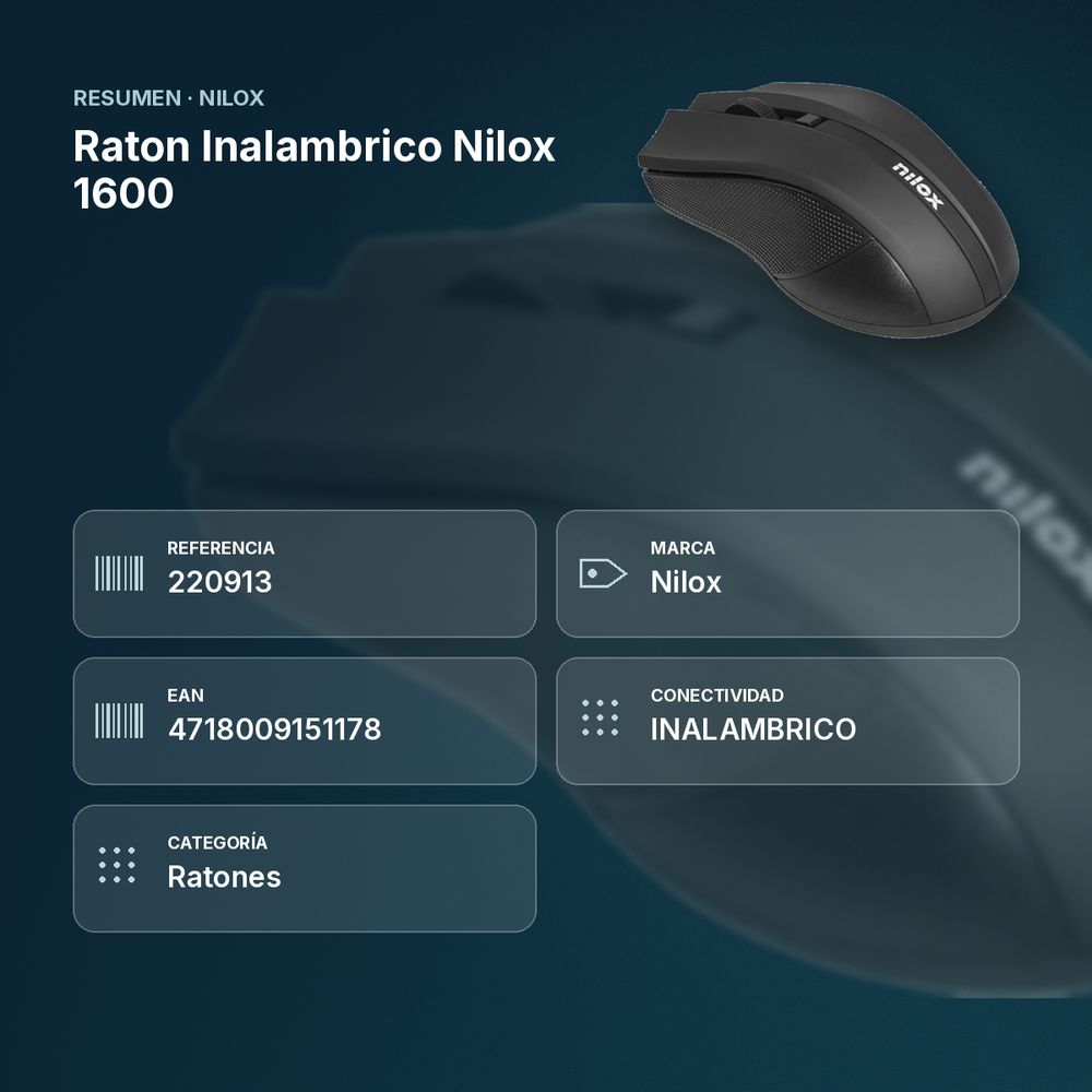 RATON INALAMBRICO NILOX 1600  - resumen de atributos