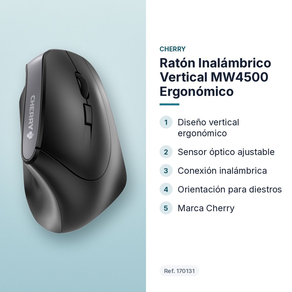 RATÓN INALÁMBRICO VERTICAL MW4500 ERGONÓMICO - características principales