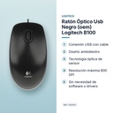 RATÓN ÓPTICO USB NEGRO (OEM) LOGITECH B100 - características principales