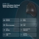 RATÓN WIRELESS VERTICAL 1600 DPI NEGRO NILOX - resumen de atributos