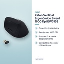 RATON VERTICAL ERGONÓMICO EWENT 1600 DPI EW3158 - características principales