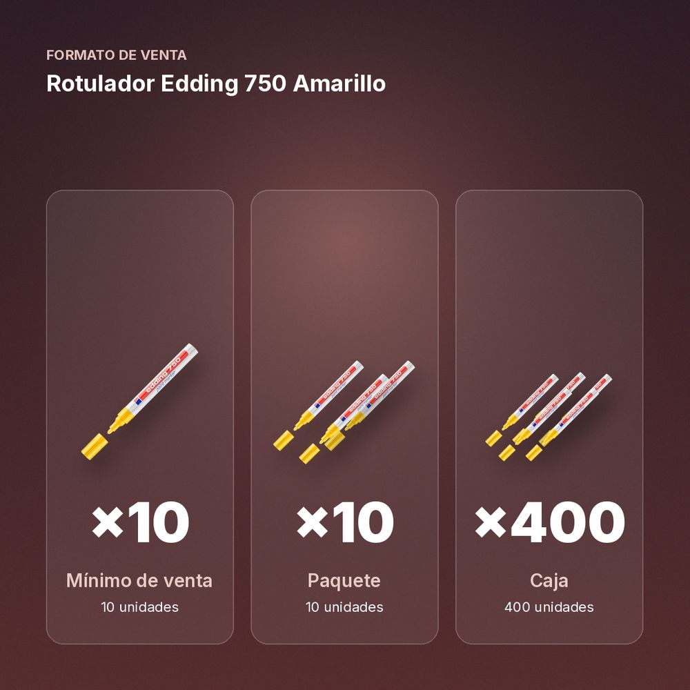 ROTULADOR EDDING 750 AMARILLO - formato de venta: paquete de 10, caja de 400
