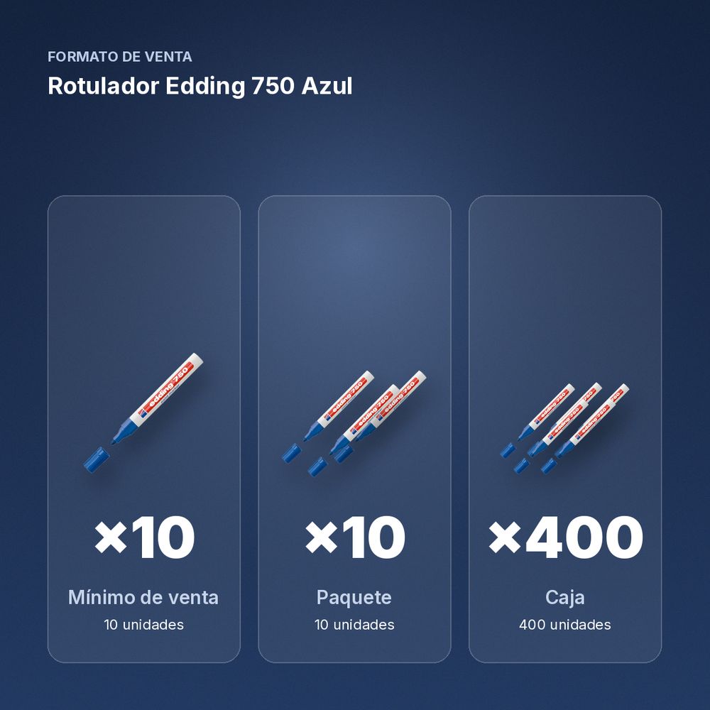 ROTULADOR EDDING 750 AZUL - formato de venta: paquete de 10, caja de 400
