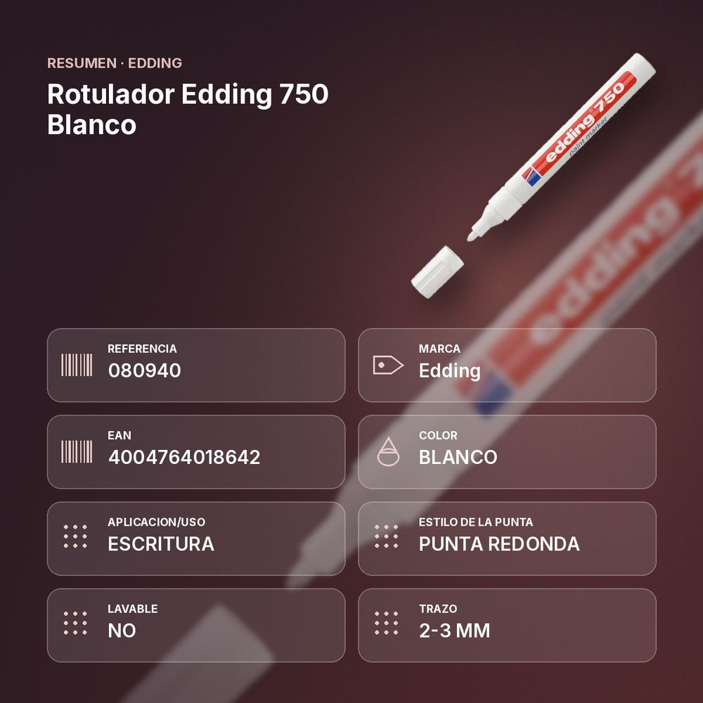 ROTULADOR EDDING 750 BLANCO - resumen de atributos