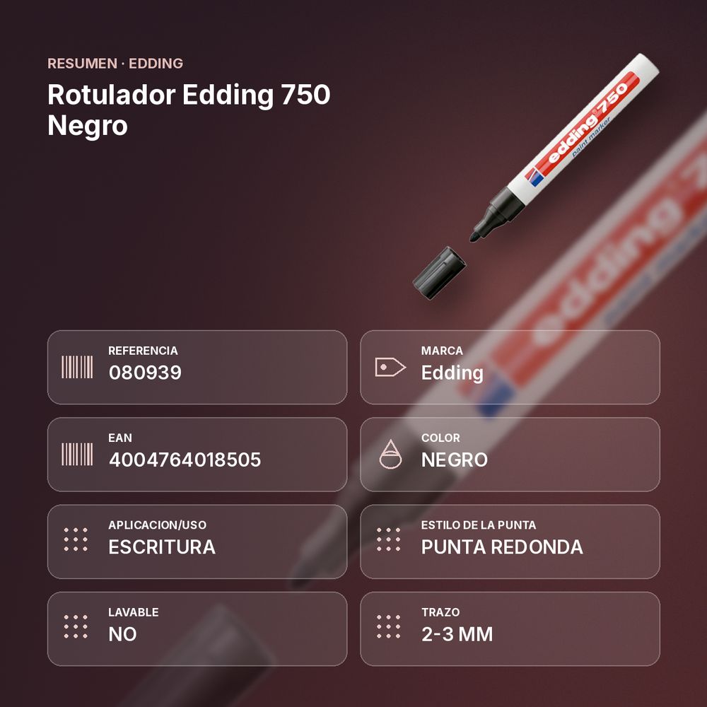 ROTULADOR EDDING 750 NEGRO - resumen de atributos
