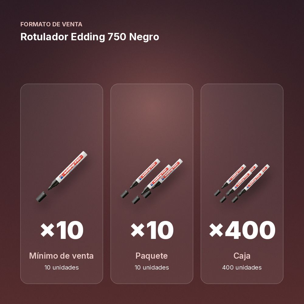 ROTULADOR EDDING 750 NEGRO - formato de venta: paquete de 10, caja de 400