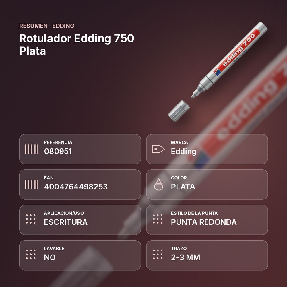 ROTULADOR EDDING 750 PLATA - resumen de atributos