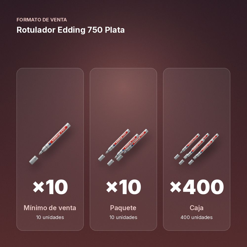 ROTULADOR EDDING 750 PLATA - formato de venta: paquete de 10, caja de 400