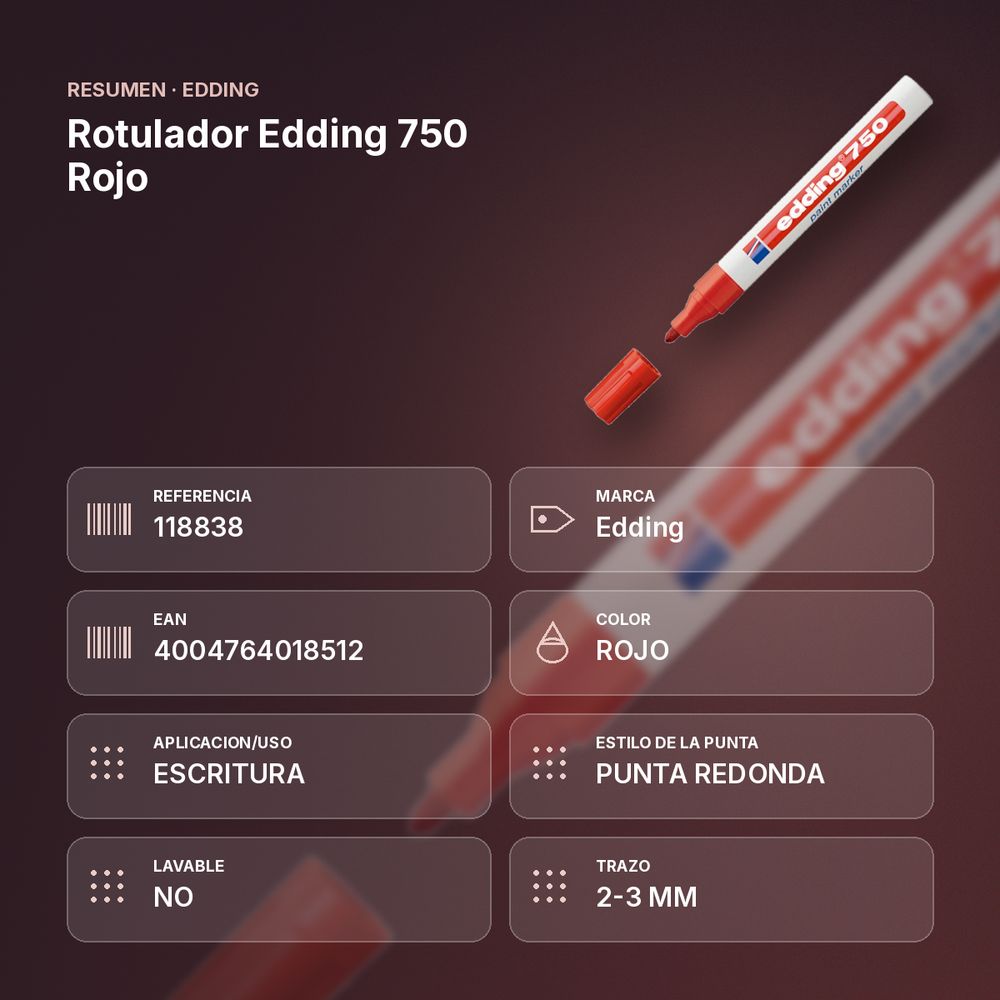 ROTULADOR EDDING 750 ROJO - resumen de atributos
