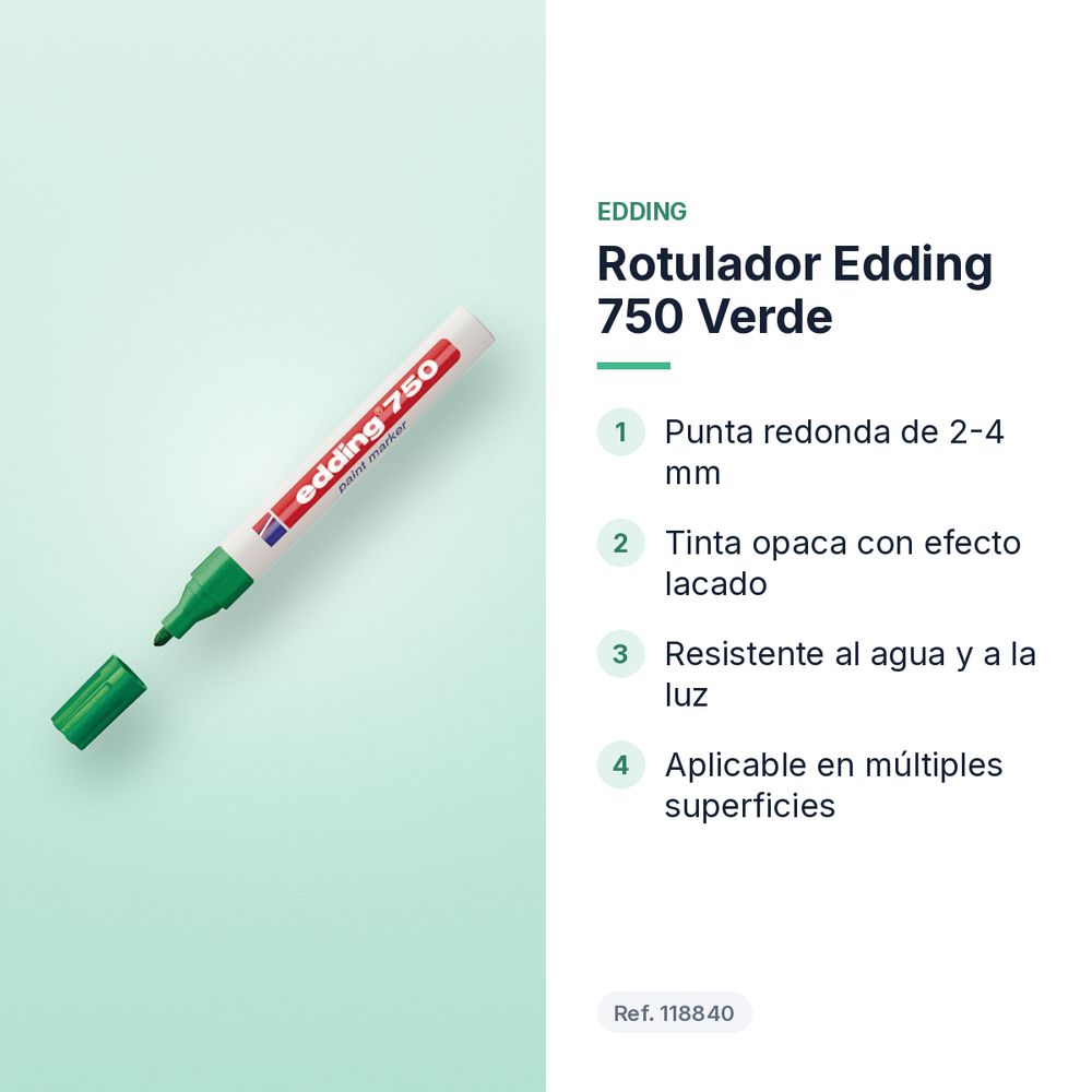 ROTULADOR EDDING 750 VERDE - características principales