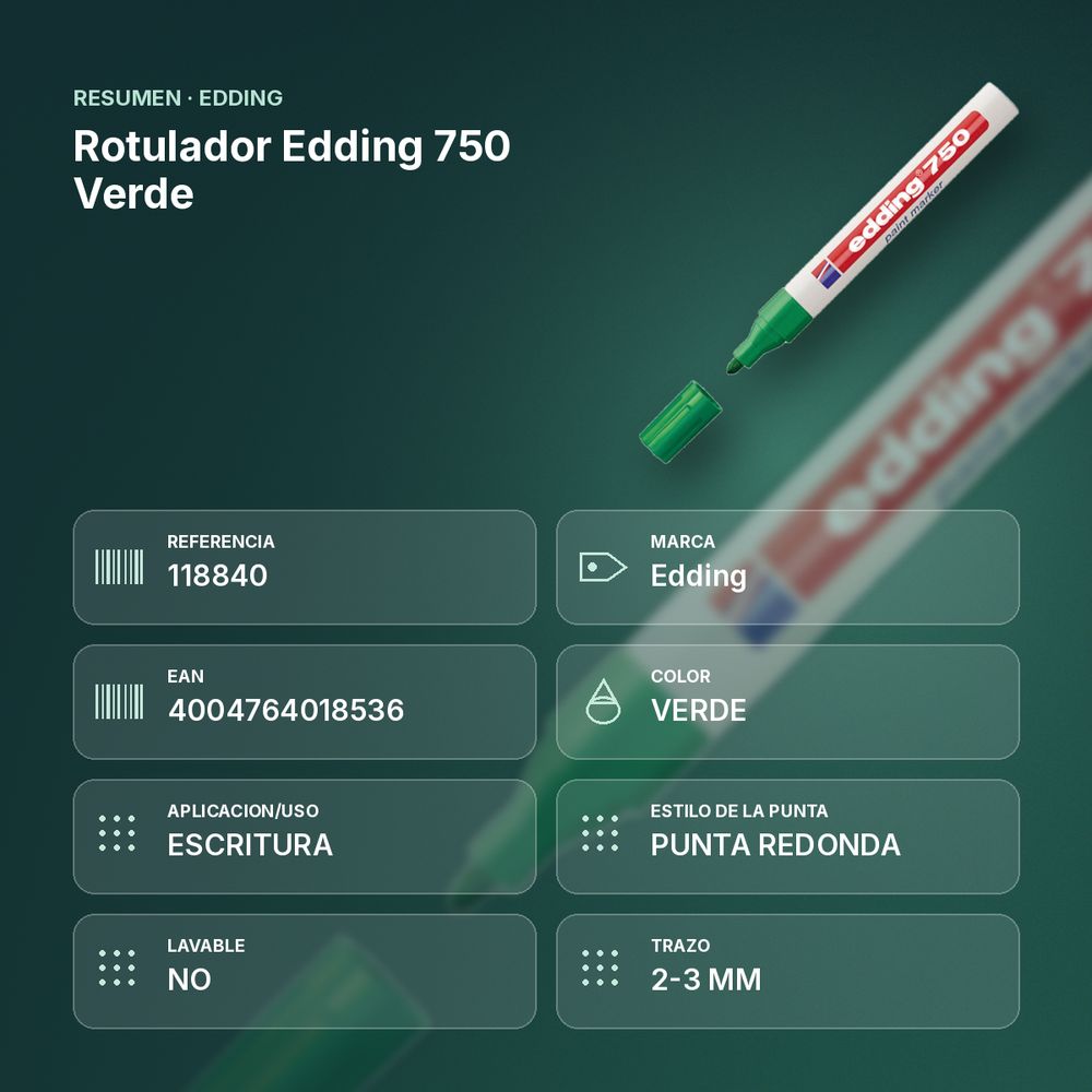 ROTULADOR EDDING 750 VERDE - resumen de atributos