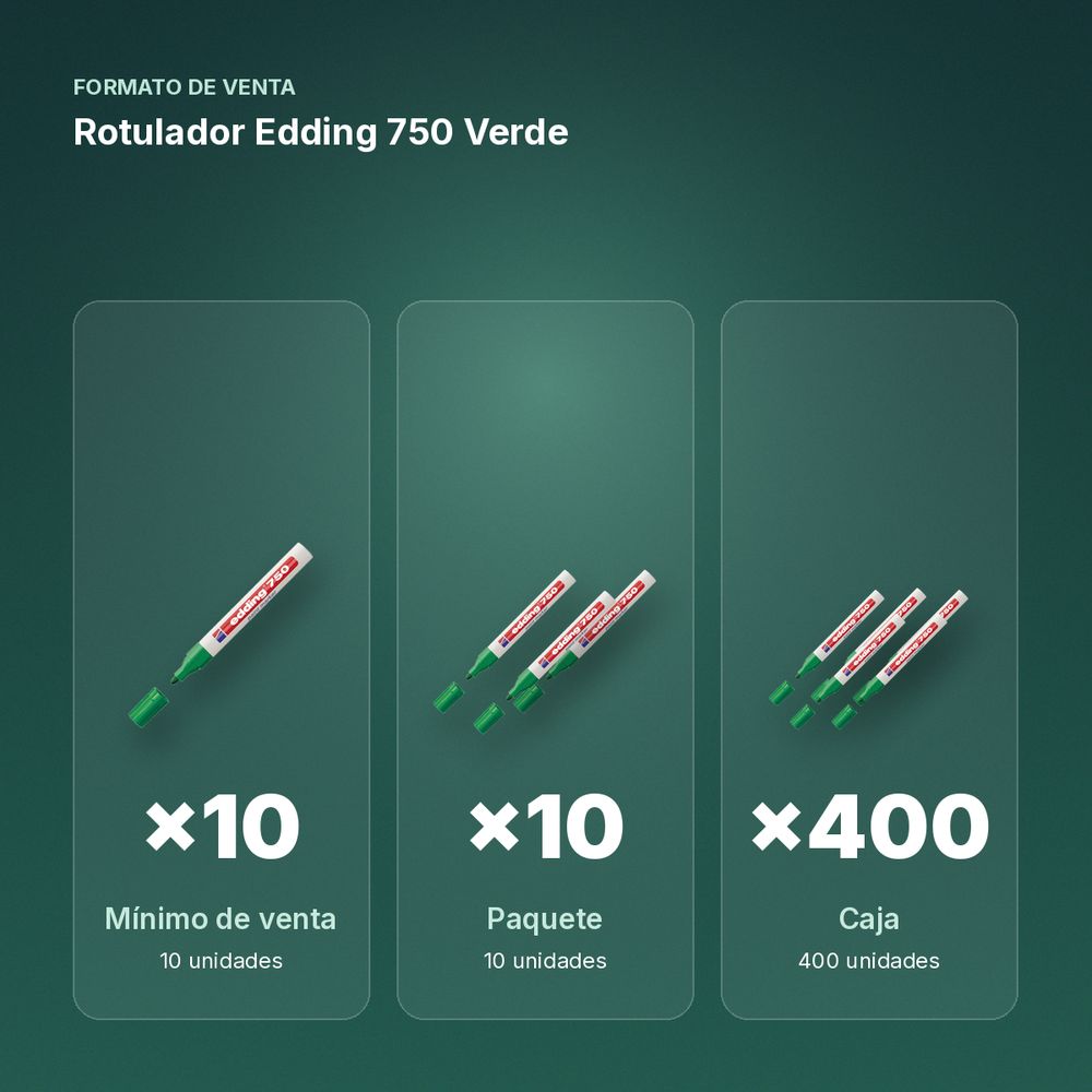 ROTULADOR EDDING 750 VERDE - formato de venta: paquete de 10, caja de 400