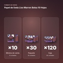 PAPEL DE SEDA LISO MARRON BOLSA 10 HOJAS - formato de venta: paquete de 30, caja de 120