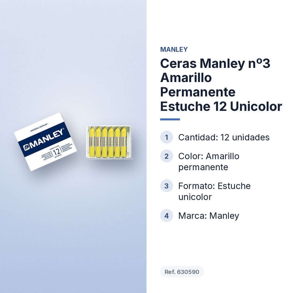 CERAS MANLEY Nº3 AMARILLO PERMANENTE ESTUCHE 12 UNICOLOR - características principales
