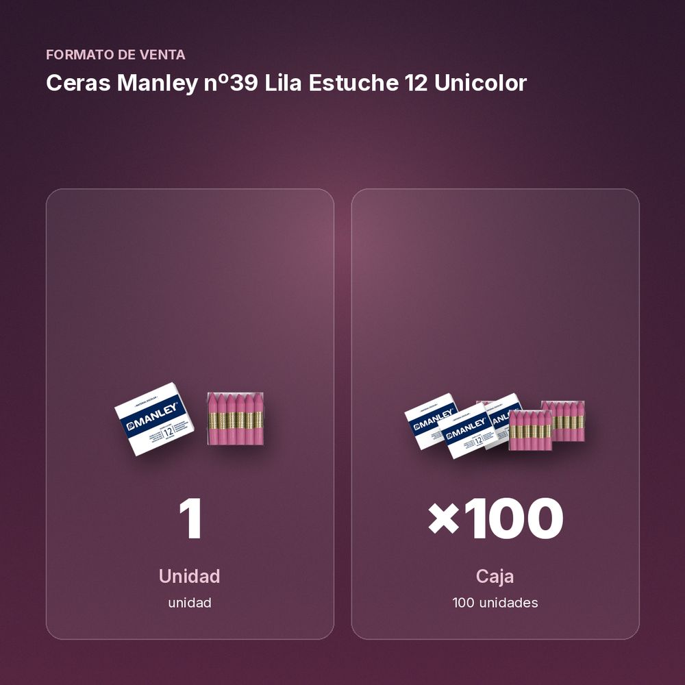 CERAS MANLEY Nº39 LILA ESTUCHE 12 UNICOLOR - formato de venta: caja de 100