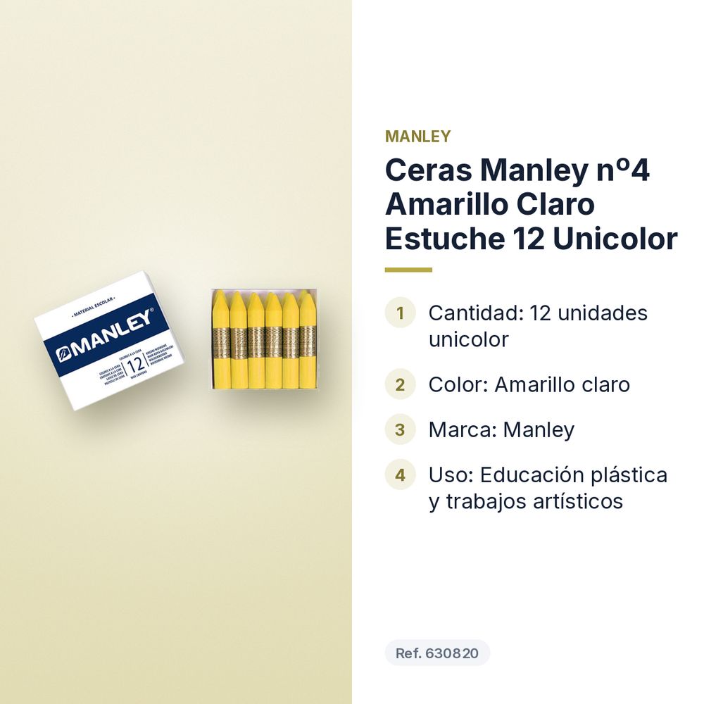 CERAS MANLEY Nº4 AMARILLO CLARO ESTUCHE 12 UNICOLOR - características principales