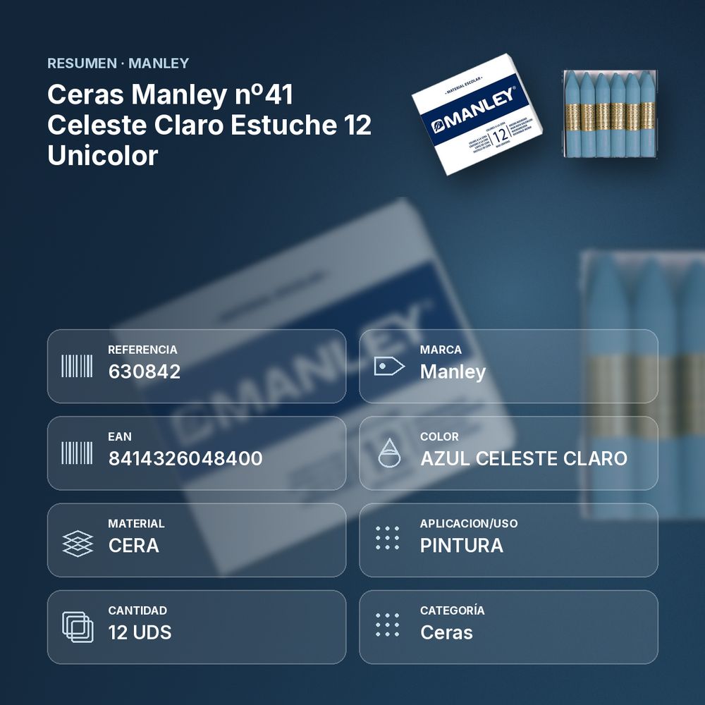 CERAS MANLEY Nº41 CELESTE CLARO ESTUCHE 12 UNICOLOR - resumen de atributos