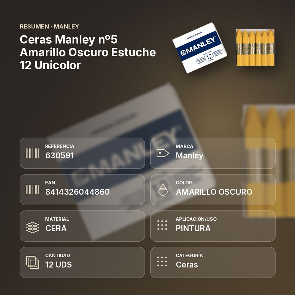 CERAS MANLEY Nº5 AMARILLO OSCURO ESTUCHE 12 UNICOLOR - resumen de atributos
