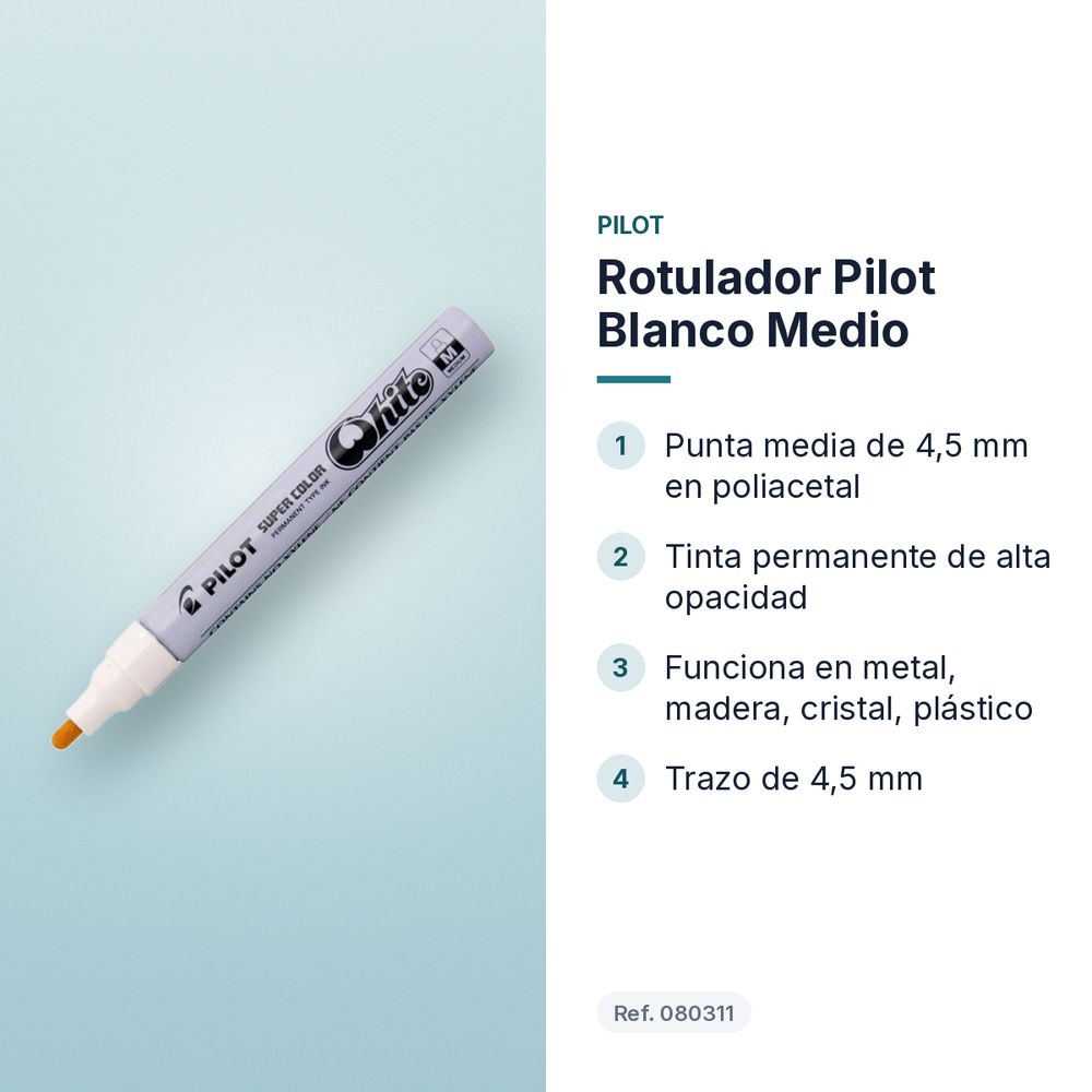 ROTULADOR PILOT BLANCO MEDIO - características principales