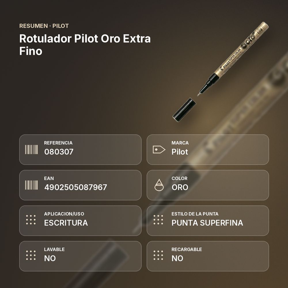 ROTULADOR PILOT ORO EXTRA FINO  - resumen de atributos