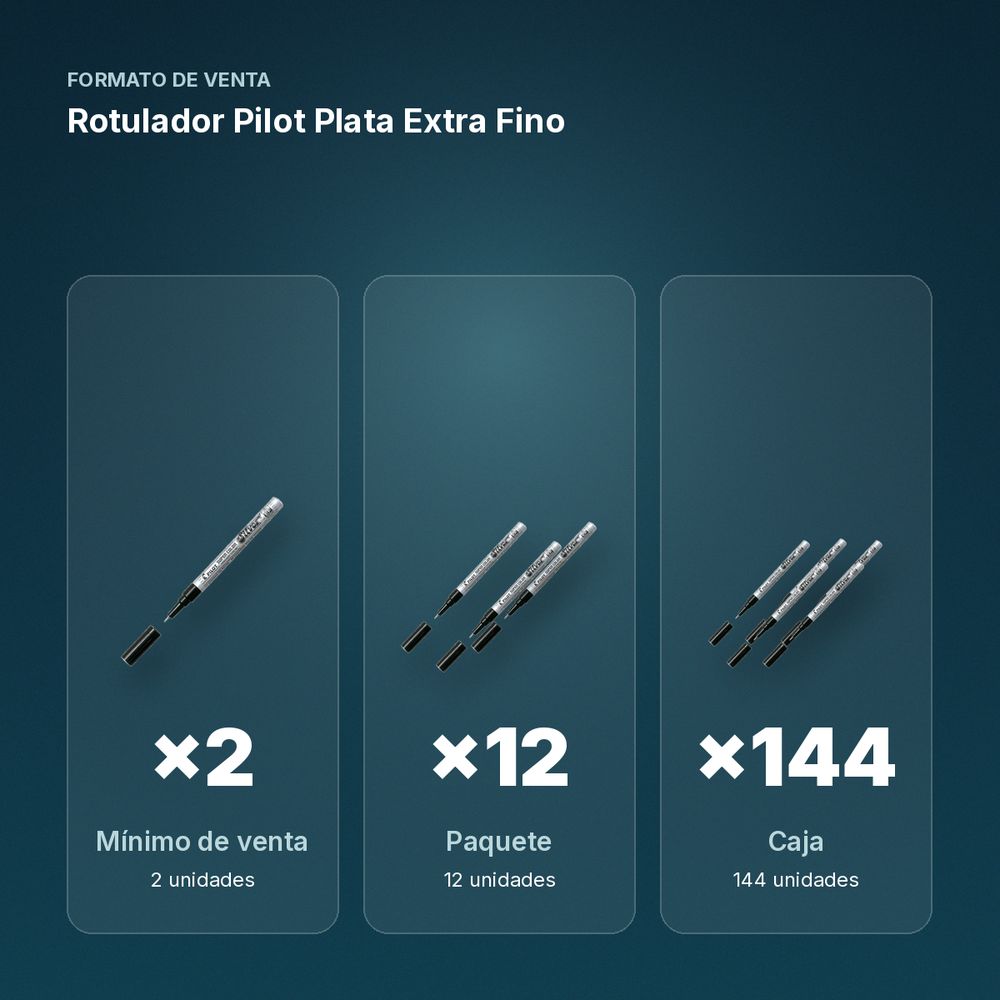 ROTULADOR PILOT PLATA EXTRA FINO - formato de venta: paquete de 12, caja de 144