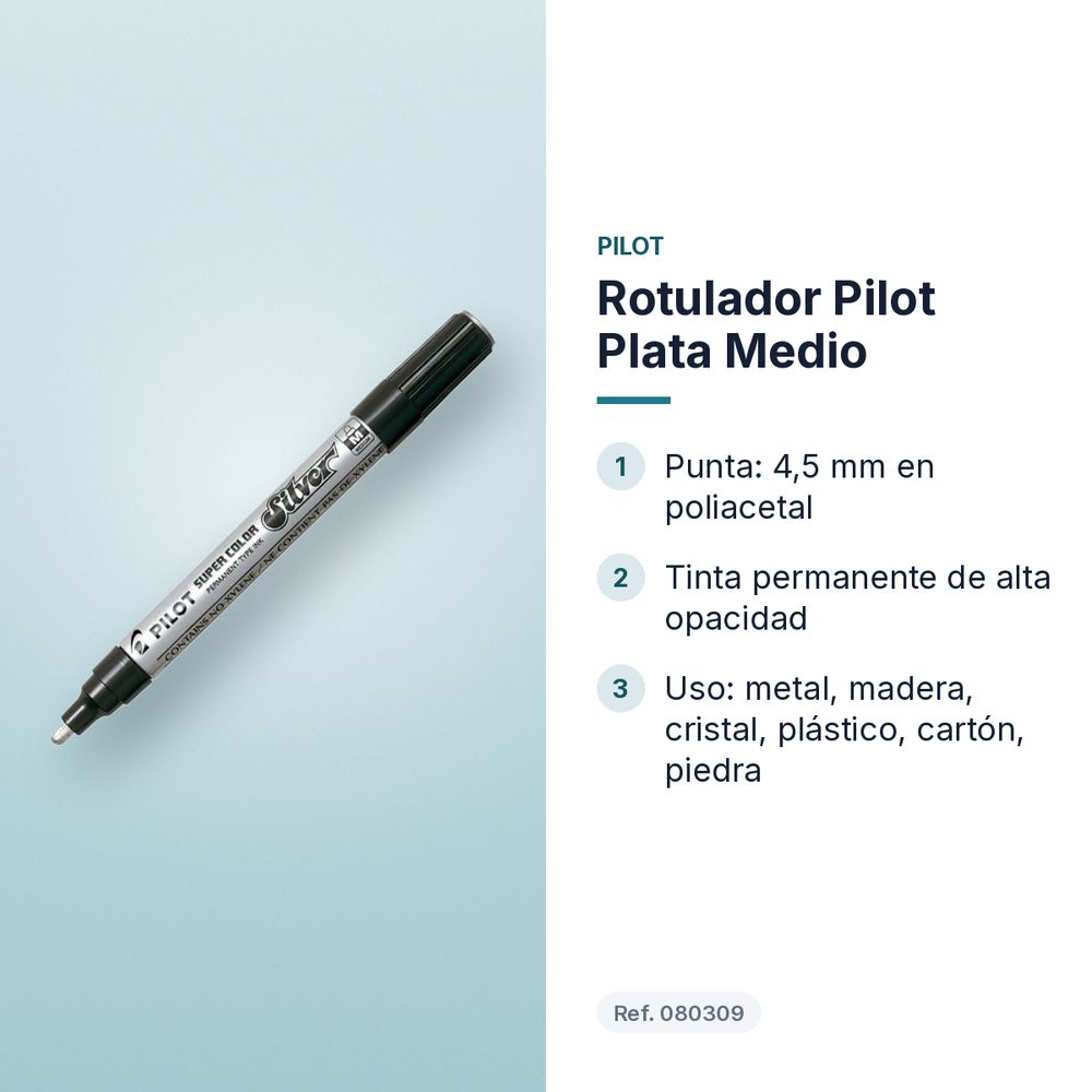 ROTULADOR PILOT PLATA MEDIO  - características principales