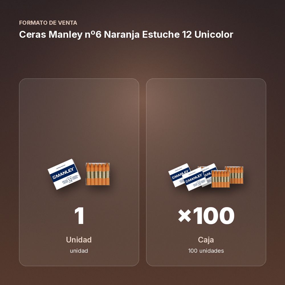 CERAS MANLEY Nº6 NARANJA ESTUCHE 12 UNICOLOR - formato de venta: caja de 100