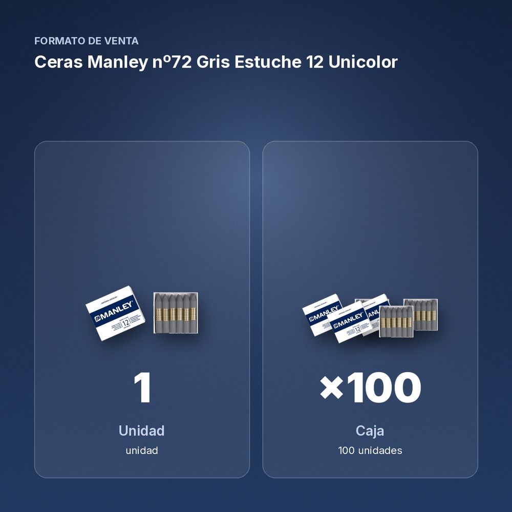 CERAS MANLEY Nº72 GRIS ESTUCHE 12 UNICOLOR - formato de venta: caja de 100